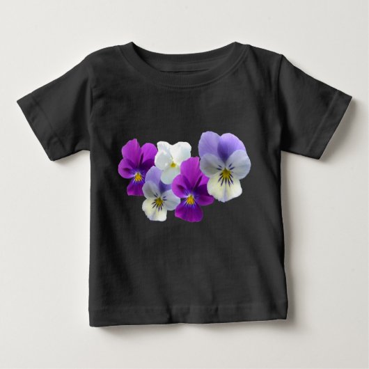 Paarse en witte Pansies Baby T-Shirt (Voorkant)