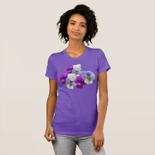 Paarse en witte Pansies Paarse T-Shirt