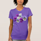Paarse en witte Pansies Paarse T-Shirt (Voorkant)