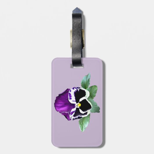 Paarse en witte Pansy Bagagelabel (Achterkant verticaal)