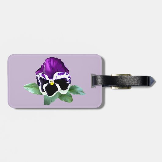 Paarse en witte Pansy Bagagelabel (Achterkant horizontaal)