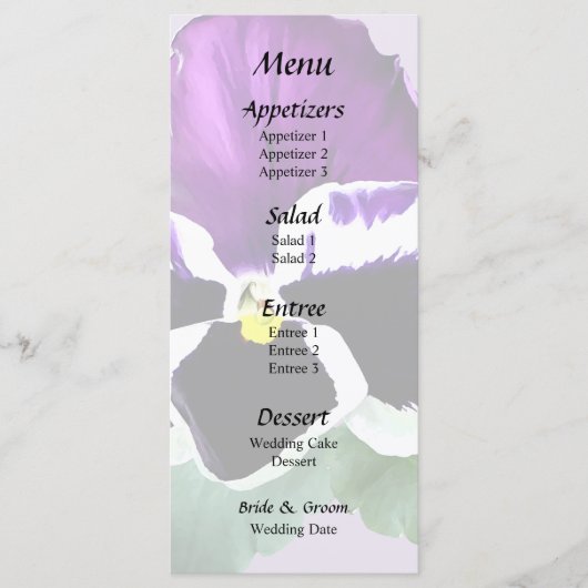 Paarse en witte Pansy Menu (Voorkant)