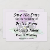 Paarse en witte Pansy Save The Date (Voorkant / Achterkant)