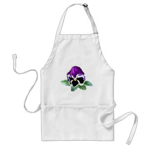 Paarse en witte Pansy Standaard Schort