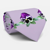 Paarse en witte Pansy Stropdas (Opgerold)
