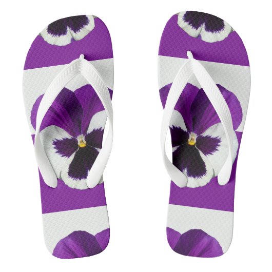 Paarse en witte Pansy Teenslippers (Voetbed)