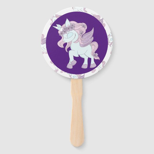 Paarse en witte pastaafjes handwaaier (Voorkant)