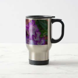 Paarse en witte peenaalbloemen reisbeker