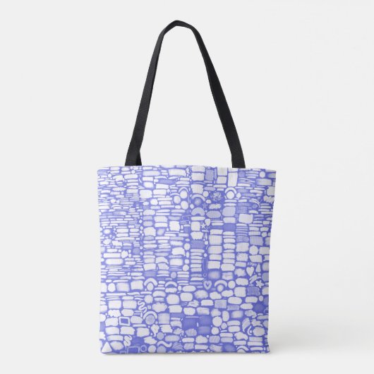 Paarse en Witte Penseelstreken Tote Bag (Achterkant)