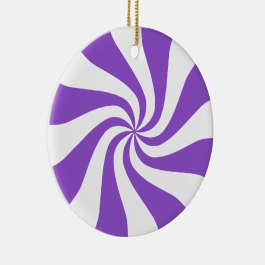 Paarse en witte peppermint-Snoep kerstversiering Keramisch Ornament (Rechts)