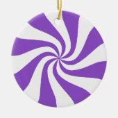 Paarse en witte peppermint-Snoep kerstversiering Keramisch Ornament (Voorkant)