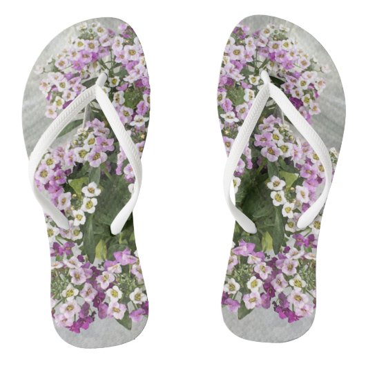 Paarse en witte petunia teenslippers (Voetbed)