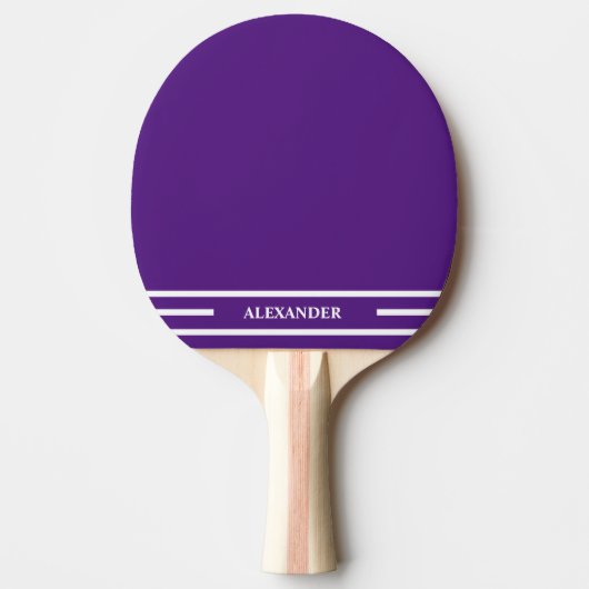 Paarse en Witte Ping Pong Paddle met Naam Tafeltennisbatje (Voorkant)