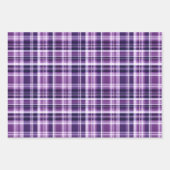 Paarse en witte Plaid Trio Inpakpapier Vel (Voorkant 2)