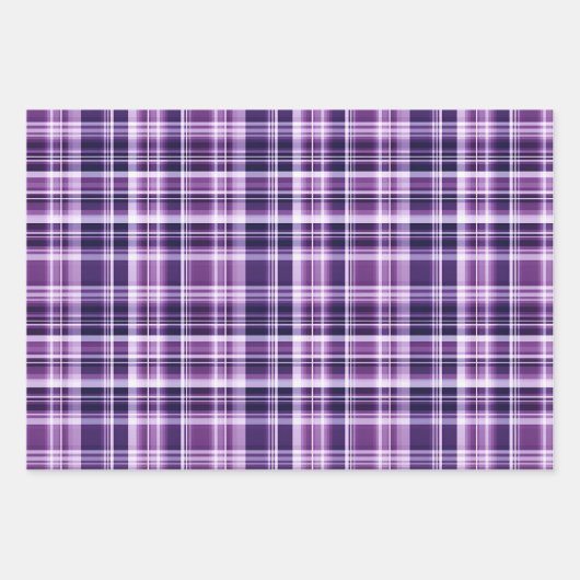 Paarse en witte Plaid Trio Inpakpapier Vel (Voorkant 2)