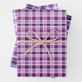 Paarse en witte Plaid Trio Inpakpapier Vel (In situ)