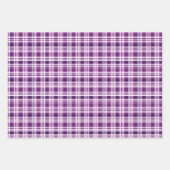 Paarse en witte Plaid Trio Inpakpapier Vel (Voorkant)