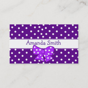 Paarse en witte poka dot Girl's Play Date Card Contactkaartje