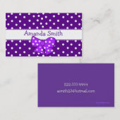 Paarse en witte poka dot Girl's Play Date Card Contactkaartje (Voorkant / Achterkant)