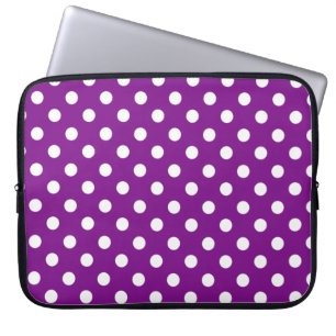 Paarse en witte poka Dot Laptop Sleeve