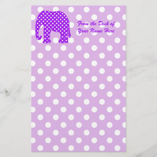 Paarse en witte poka Dots Elephant Briefpapier