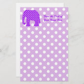 Paarse en witte poka Dots Elephant Briefpapier (Voorkant / Achterkant)