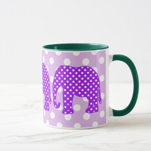 Paarse en witte poka Dots Elephant Mok (Rechts)