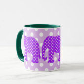 Paarse en witte poka Dots Elephant Mok (Voorkant links)