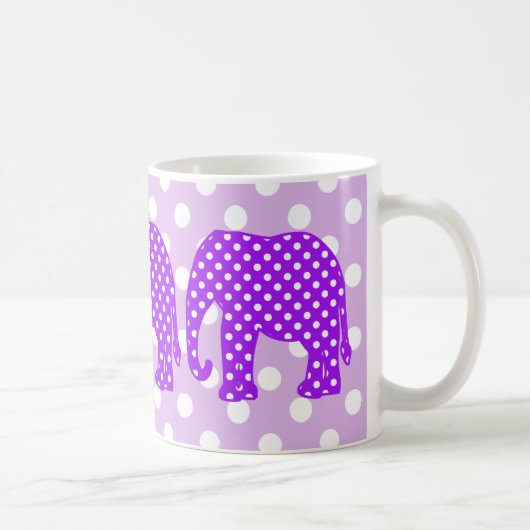 Paarse en witte poka Dots Elephant Mok (Rechts)