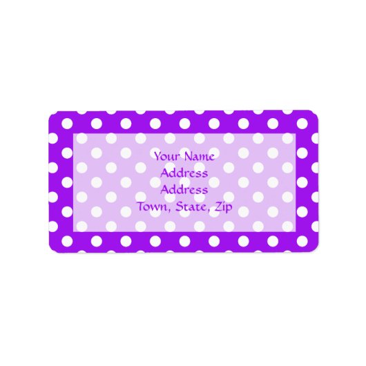 Paarse en witte poka Dots Etiket (Voorkant)