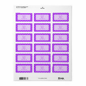 Paarse en witte poka Dots Etiket (Full Sheet)
