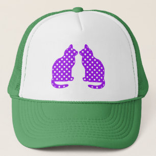 Paarse en witte poka-dots trucker pet