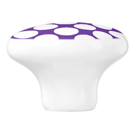 Paarse en witte poka punt Ceramic Knob Keramische Knop (Zijkant)