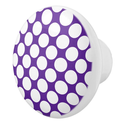 Paarse en witte poka punt Ceramic Knob Keramische Knop (Rechts)