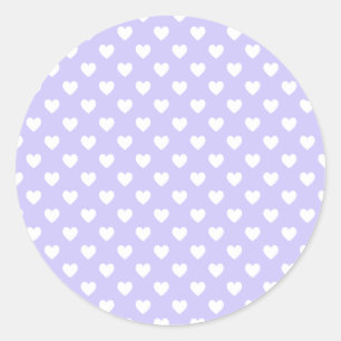 Paarse en witte pokadot Harten blanco Ronde Sticker