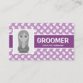 Paarse en witte pokken met uw foto - Dog Groomer Visitekaartje (Voorkant)