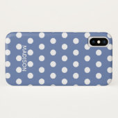 Paarse en witte polka dot Gepersonaliseerde naam Case-Mate iPhone Case (Achterkant (horizontaal))