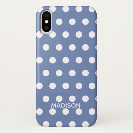 Paarse en witte polka dot Gepersonaliseerde naam Case-Mate iPhone Case (Achterkant)