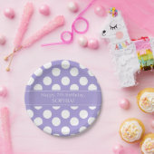 Paarse en witte Polka Dot Paper Borden Papieren Bordje (Feest)