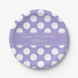 Paarse en witte Polka Dot Paper Borden Papieren Bordje