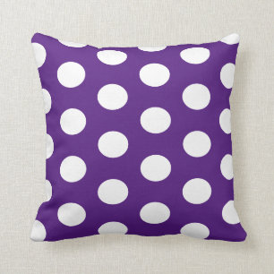 Paarse en witte polka goot kussen
