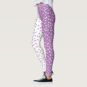 Paarse en witte pooldots kleurenblok leggings (Links)