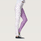 Paarse en witte pooldots kleurenblok leggings (Rechts)