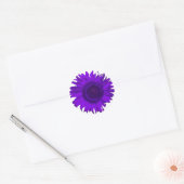 Paarse en witte Pop zonnebloem Ronde Sticker (Envelop)
