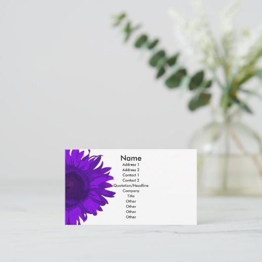 Paarse en witte Pop zonnebloem Visitekaartje (Staand voorkant)