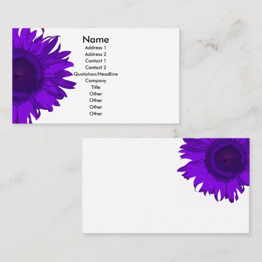 Paarse en witte Pop zonnebloem Visitekaartje (Voorkant / Achterkant)