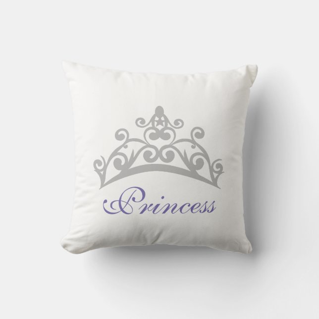 Paarse en Witte Prinsessenkroon Kussen (Voorkant)