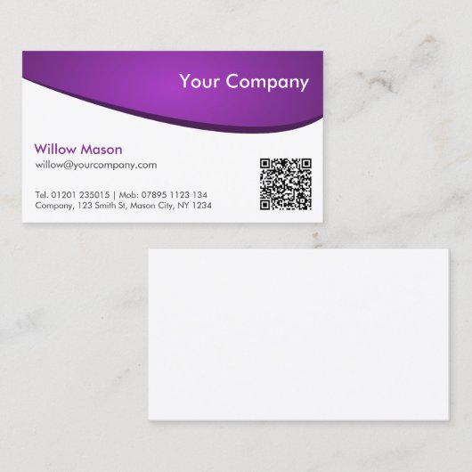 Paarse en witte QR, Professional Visitekaartje (Voorkant / Achterkant)