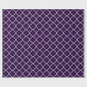 Paarse en witte Quatrefoil Cadeaupapier (Vlak)
