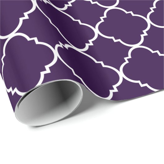 Paarse en witte Quatrefoil Cadeaupapier (Rol Hoek)